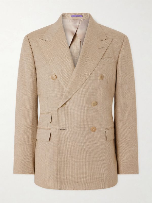 Double-Breasted Linen, Cotton and Silk-Blend Suit Jacket Double-Breasted Linen, Cotton and Silk-Blend Suit Jacket