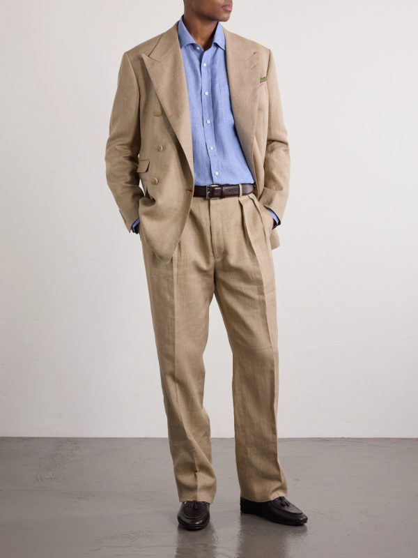 Double-Breasted Linen, Cotton and Silk-Blend Suit Jacket - OU Double-Breasted Linen, Cotton and Silk-Blend Suit Jacket - OU
