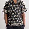 Convertible-Collar Paisley-Print Linen Shirt - FR Convertible-Collar Paisley-Print Linen Shirt - FR