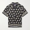 Convertible-Collar Paisley-Print Linen Shirt Convertible-Collar Paisley-Print Linen Shirt