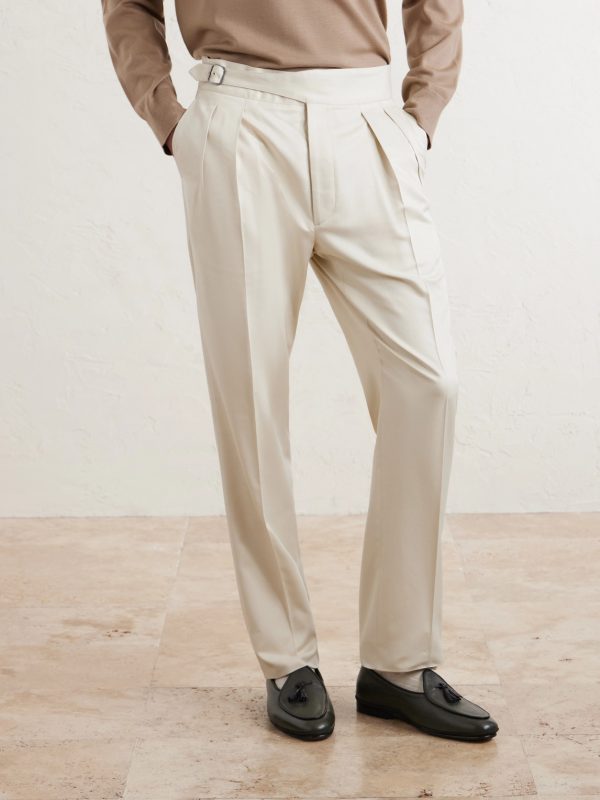 Straight-Leg Pleated Silk-Gabardine Trousers - FR
