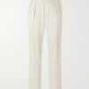 Straight-Leg Pleated Silk-Gabardine Trousers