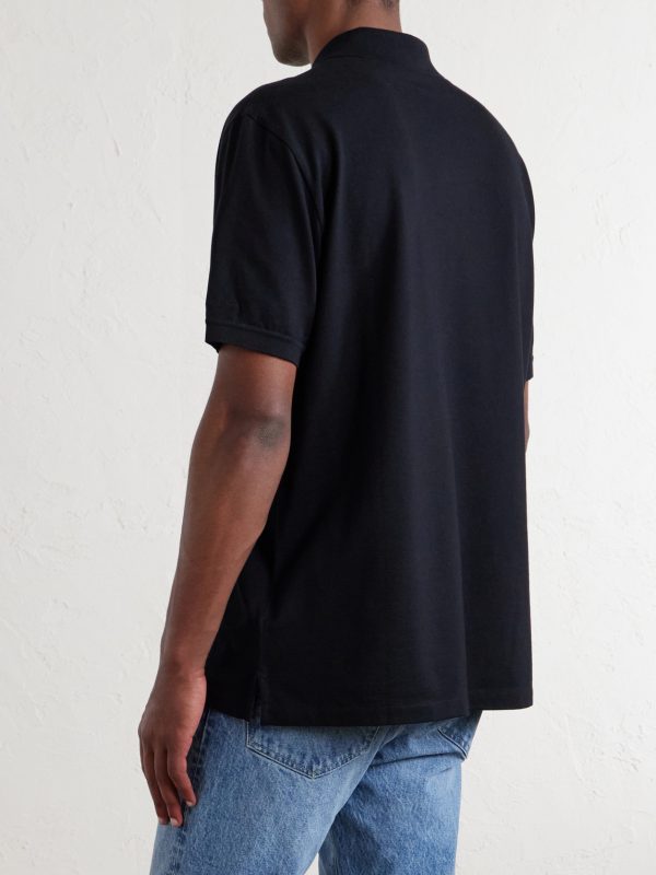 Cotton and Cashmere-Blend Piqué Polo Shirt - BK Cotton and Cashmere-Blend Piqué Polo Shirt - BK
