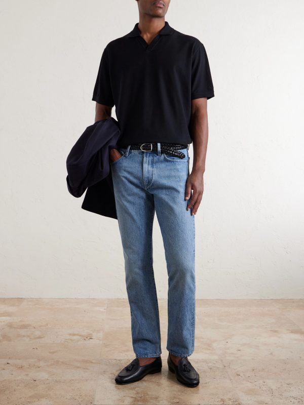 Cotton and Cashmere-Blend Piqué Polo Shirt - OU Cotton and Cashmere-Blend Piqué Polo Shirt - OU