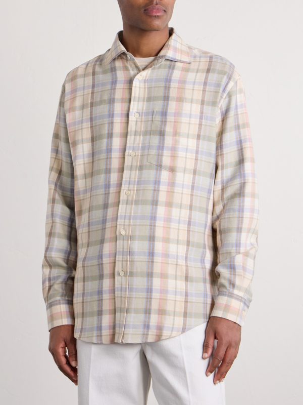 Checked Hemp and Cotton-Blend Twill Shirt - FR Checked Hemp and Cotton-Blend Twill Shirt - FR