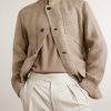 Corduroy and Suede-Trimmed Herringbone Linen Field Jacket - CU Corduroy and Suede-Trimmed Herringbone Linen Field Jacket - CU