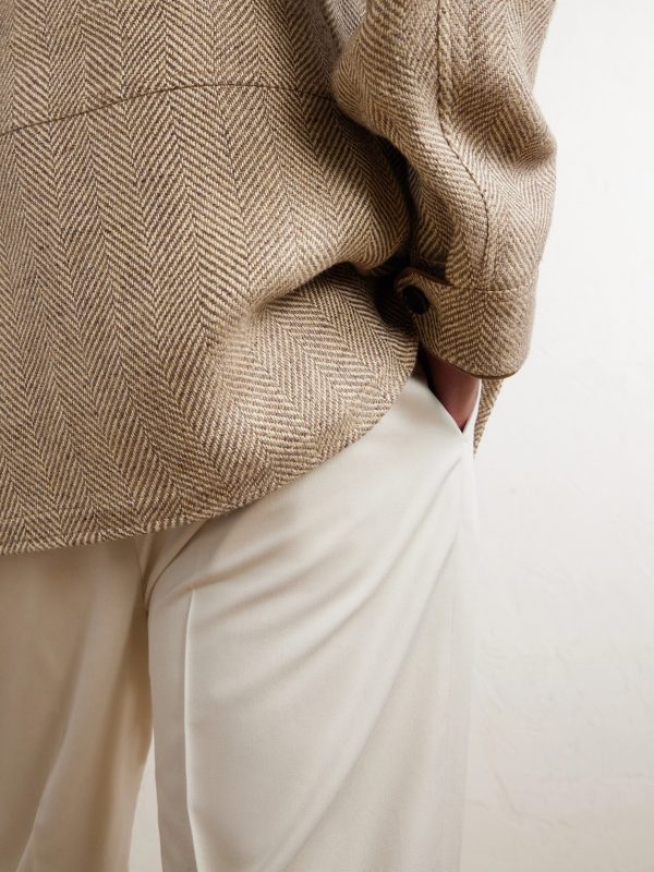 Corduroy and Suede-Trimmed Herringbone Linen Field Jacket - E2 Corduroy and Suede-Trimmed Herringbone Linen Field Jacket - E2