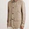 Corduroy and Suede-Trimmed Herringbone Linen Field Jacket - FR Corduroy and Suede-Trimmed Herringbone Linen Field Jacket - FR