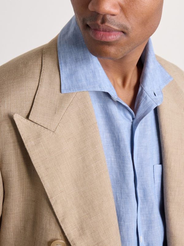 Camp-Collar Linen-Chambray Shirt - CU Camp-Collar Linen-Chambray Shirt - CU
