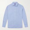 Camp-Collar Linen-Chambray Shirt Camp-Collar Linen-Chambray Shirt