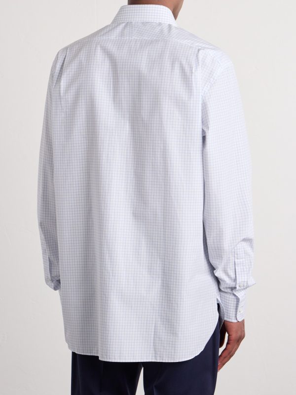 Cutaway-Collar Checked Cotton-Poplin Shirt - BK