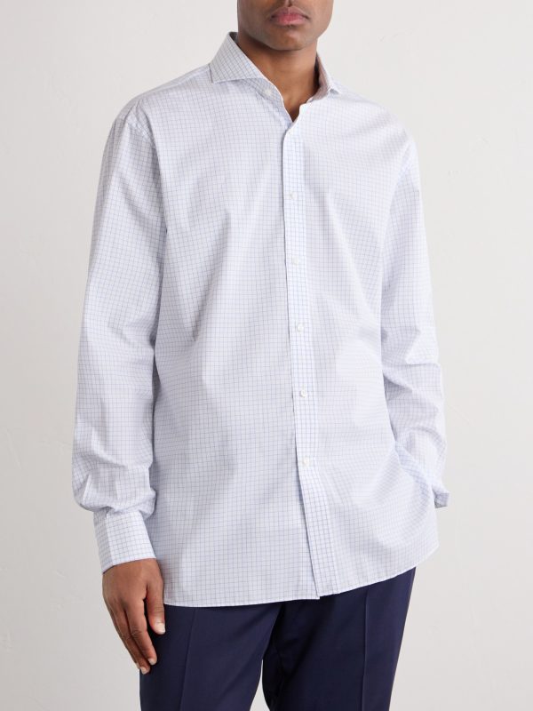 Cutaway-Collar Checked Cotton-Poplin Shirt - CU