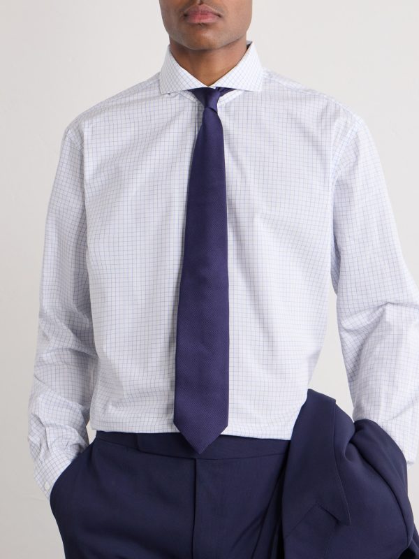 Cutaway-Collar Checked Cotton-Poplin Shirt - FR