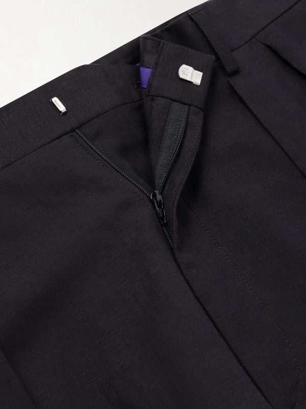 Straight-Leg Pleated Silk and Linen-Blend Trousers - E1