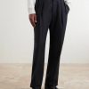 Straight-Leg Pleated Silk and Linen-Blend Trousers - FR