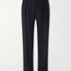Straight-Leg Pleated Silk and Linen-Blend Trousers