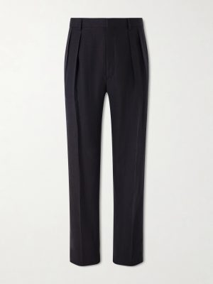 Straight-Leg Pleated Silk and Linen-Blend Trousers Straight-Leg Pleated Silk and Linen-Blend Trousers