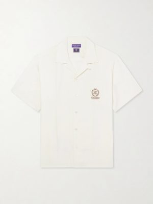 + Wimbledon Camp-Collar Embroidered Silk and Linen-Blend Shirt
