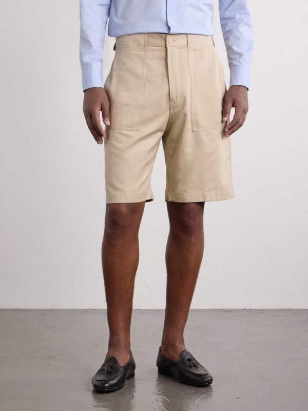 Straight-Leg Silk-Twill Shorts - FR