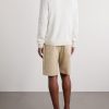Polo Bear Logo-Appliquéd Leather-Trimmed Knitted Silk and Linen-Blend Sweater - BK