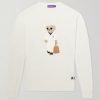 Polo Bear Logo-Appliquéd Leather-Trimmed Knitted Silk and Linen-Blend Sweater