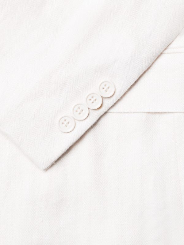 Double-Breasted Herringbone Linen Suit Jacket - E1
