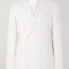 Double-Breasted Herringbone Linen Suit Jacket