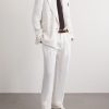 Double-Breasted Herringbone Linen Suit Jacket - OU