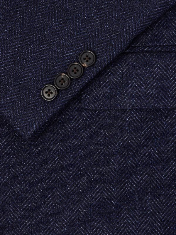 Herringbone Cotton, Silk and Linen-Blend Blazer - E1 Herringbone Cotton, Silk and Linen-Blend Blazer - E1