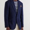 Herringbone Cotton, Silk and Linen-Blend Blazer - FR Herringbone Cotton, Silk and Linen-Blend Blazer - FR