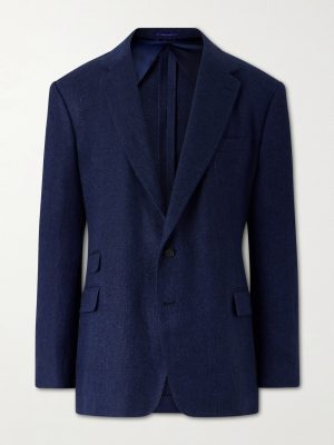 Herringbone Cotton, Silk and Linen-Blend Blazer Herringbone Cotton, Silk and Linen-Blend Blazer