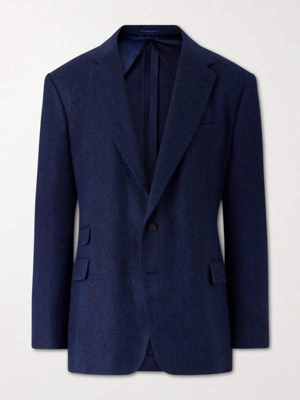 Herringbone Cotton, Silk and Linen-Blend Blazer Herringbone Cotton, Silk and Linen-Blend Blazer