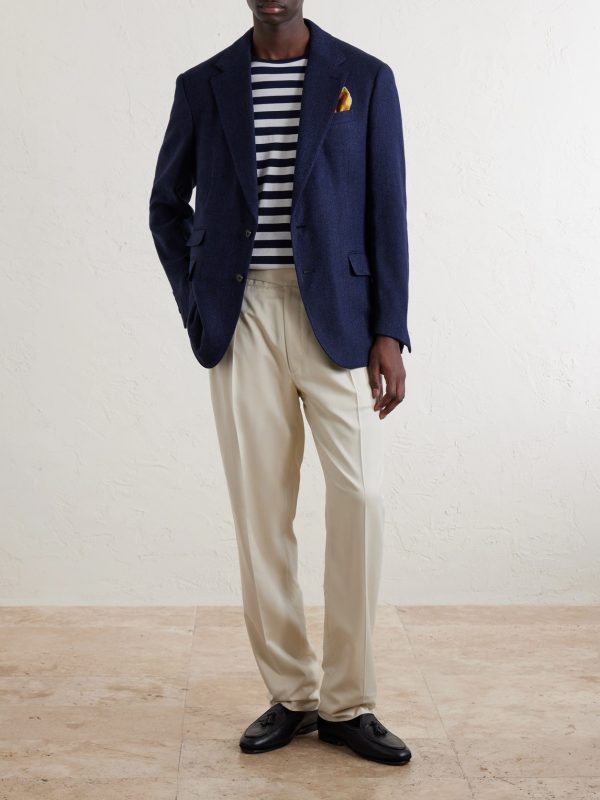 Herringbone Cotton, Silk and Linen-Blend Blazer - OU Herringbone Cotton, Silk and Linen-Blend Blazer - OU