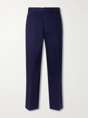 Straight-Leg Cotton-Blend Twill Trousers Straight-Leg Cotton-Blend Twill Trousers