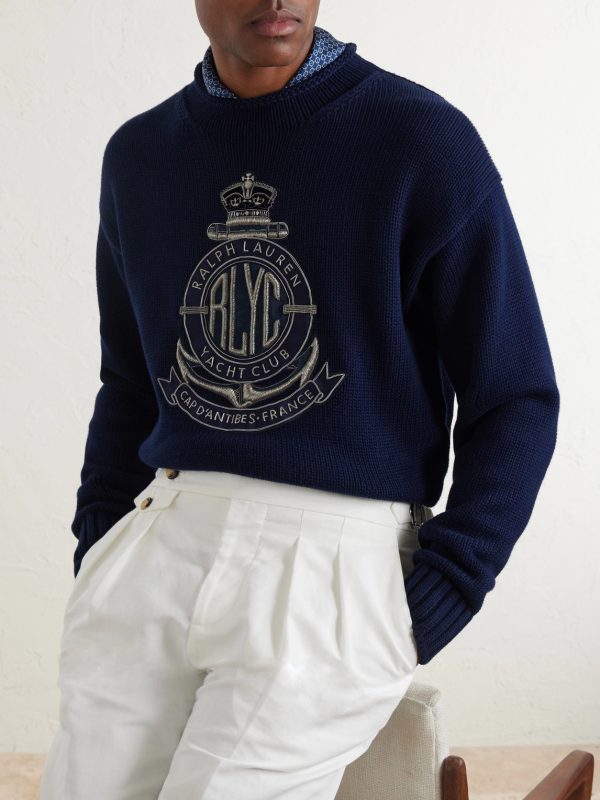 Logo-Appliquéd Cotton-Blend Sweater - CU Logo-Appliquéd Cotton-Blend Sweater - CU