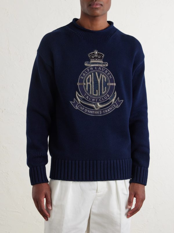 Logo-Appliquéd Cotton-Blend Sweater - FR Logo-Appliquéd Cotton-Blend Sweater - FR