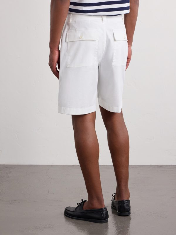 Straight-Leg Stretch-Cotton Twill Shorts - BK