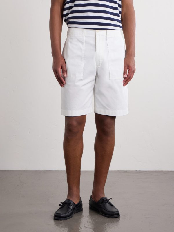 Straight-Leg Stretch-Cotton Twill Shorts - FR