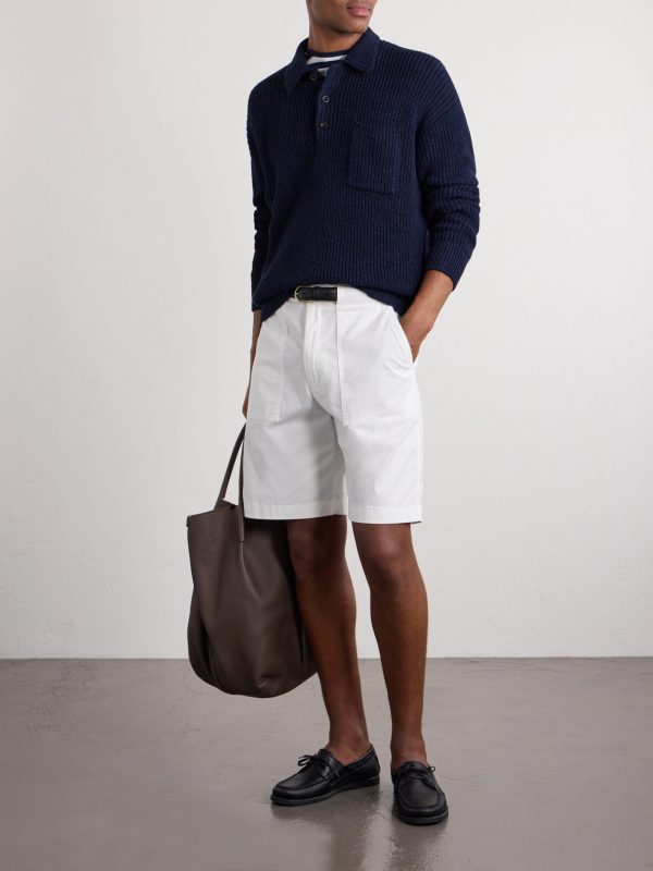 Straight-Leg Stretch-Cotton Twill Shorts - OU