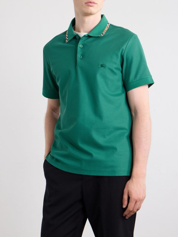 Logo-Embroidered Checked Cotton-Piqué Polo Shirt - FR Logo-Embroidered Checked Cotton-Piqué Polo Shirt - FR