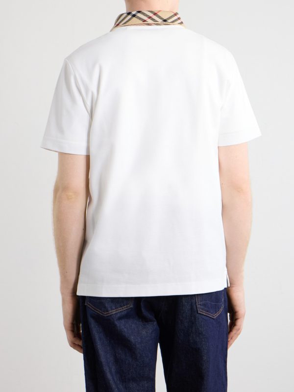 Checked Cotton-Piqué Polo Shirt - BK Checked Cotton-Piqué Polo Shirt - BK