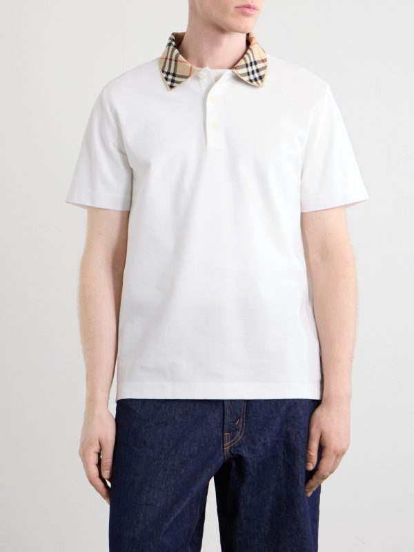 Checked Cotton-Piqué Polo Shirt - FR Checked Cotton-Piqué Polo Shirt - FR