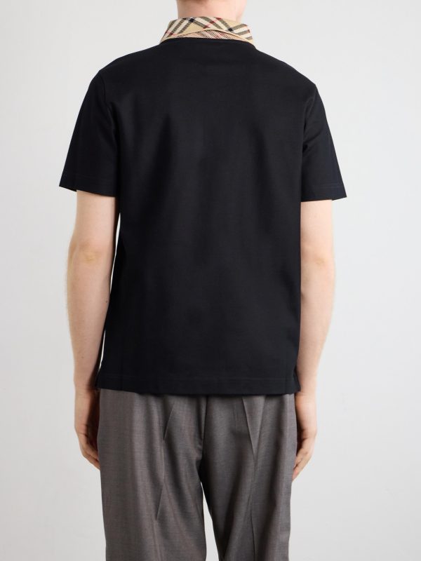 Checked Cotton-Piqué Polo Shirt - BK Checked Cotton-Piqué Polo Shirt - BK