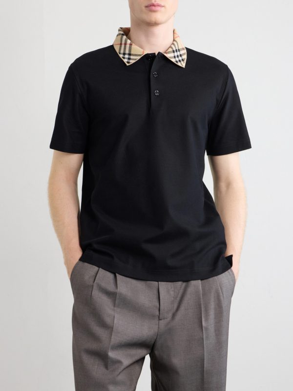 Checked Cotton-Piqué Polo Shirt - FR Checked Cotton-Piqué Polo Shirt - FR
