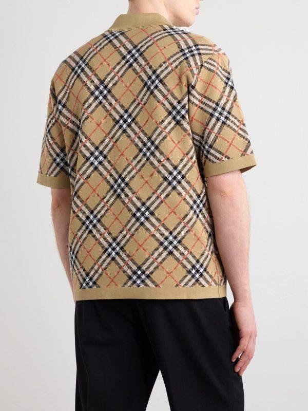 Checked Cotton-Blend Polo Shirt - BK Checked Cotton-Blend Polo Shirt - BK
