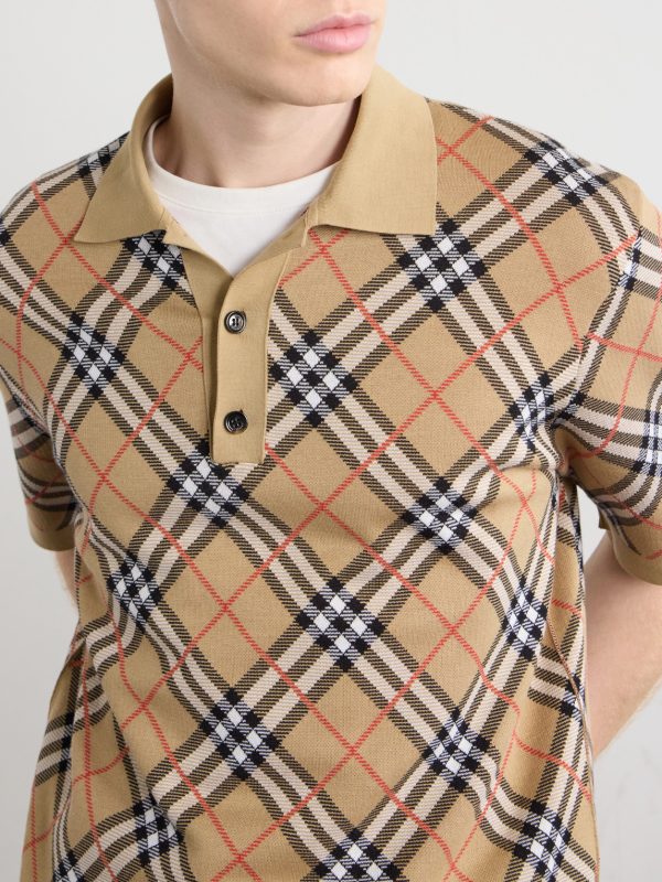 Checked Cotton-Blend Polo Shirt - CU Checked Cotton-Blend Polo Shirt - CU
