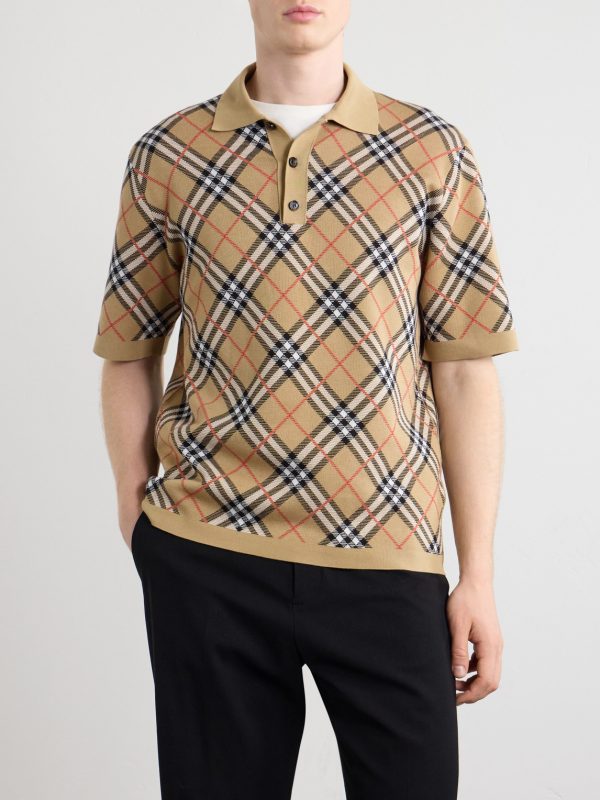 Checked Cotton-Blend Polo Shirt - FR Checked Cotton-Blend Polo Shirt - FR