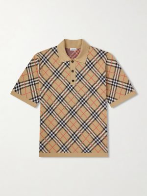 Checked Cotton-Blend Polo Shirt Checked Cotton-Blend Polo Shirt