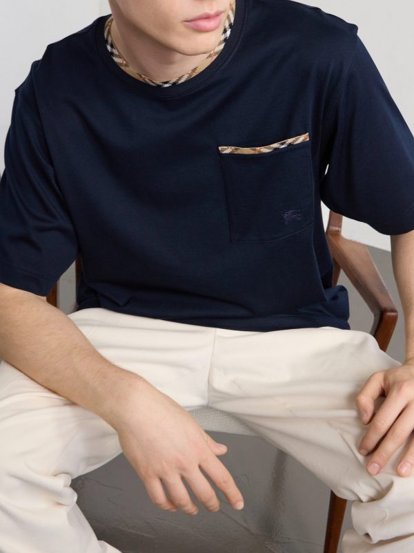 Logo-Embroidered Checked Cotton-Jersey T-Shirt - CU Logo-Embroidered Checked Cotton-Jersey T-Shirt - CU
