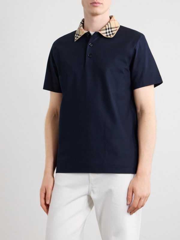 Checked Cotton-Piqué Polo Shirt - FR Checked Cotton-Piqué Polo Shirt - FR
